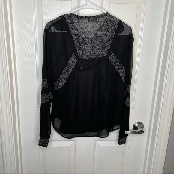 The Kooples Lace Up Sheer Blouse in Black S - Picture 2 of 8